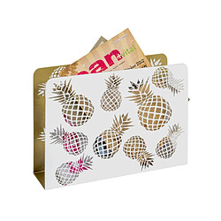 Paris Prix Porte-Revues en Métal Ananas 35cm Blanc & Or