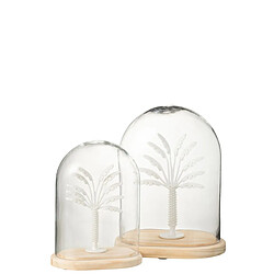 Paris Prix Cloche Déco en Verre Palmier 22cm Blanc