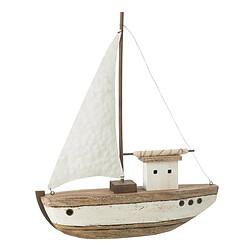 Paris Prix Bateau 1 Voile en Bois Gene 46cm Naturel & Blanc