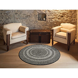 ATTICGO Tapis rond géométrique SILVANA noir 120x120 cm