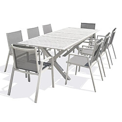 Paris prix ensemble table jardin 8 fauteuils - Blanc