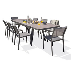Paris prix Ensemble table et chaises jardin - Gris anthracite