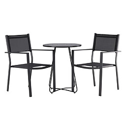 Paris prix Ensemble table jardin 2 chaises - Noir