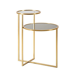 Mauro Ferretti Table basse en métal doré avec 2 plateaux en verre fumé Mohana