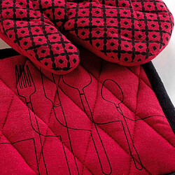 Paris Prix Gant & Manique Coton Cuisiline 28cm Bordeaux