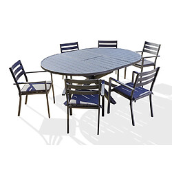 Paris prix Ensemble table jardin + 6 fauteuils - Gris anthracite