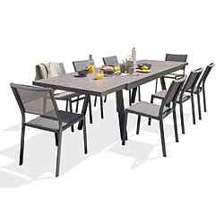 Paris prix Ensemble table et chaises jardin - Gris anthracite