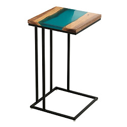 Paris prix Table d'appoint carrée - Naturel et bleu