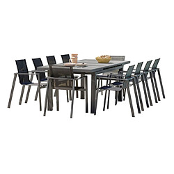 Paris prix salon de jardin table + 10 fauteuils - Gris anthracite