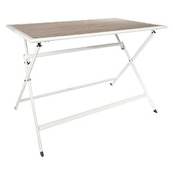 Paris prix Table de jardin pliante ronde - Blanc & naturel