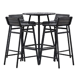Paris prix ensemble table bar jardin 4 tabourets - noir