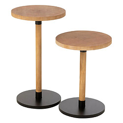 Paris prix Lot de 2 tables d'appoint rondes en bois - Naturel