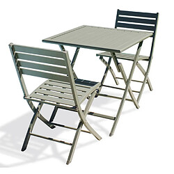 Paris prix ensemble table et 2 chaises jardin pliantes - Kaki
