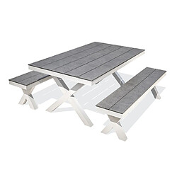 Paris prix table de jardin avec 2 bancs - Blanc