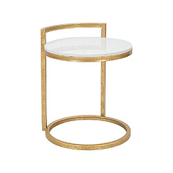Mauro Ferretti Table basse ronde en métal doré avec plateau en marbre blanc Round