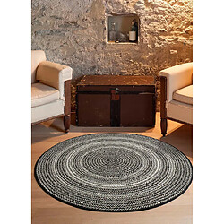 ATTICGO Tapis rond géométrique SILVANA noir 120x120 cm pas cher