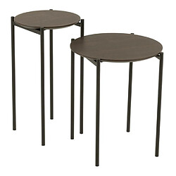 Paris prix Lot de 2 tables d'appoint gigognes - Marron foncé