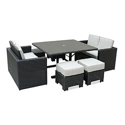 Paris prix Ensemble table jardin 8 places - Noir
