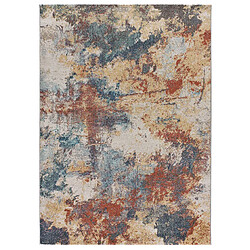 ATTICGO Tapis extérieur abstrait LUNA bleu/beige/rouille 120x170 cm