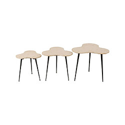 Mes Lot de 3 tables d'appoint 61, 52 et 43 cm en marbre beige et métal
