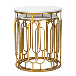Paris prix Lot 2 tables d'appoint gigognes - Or et blanc