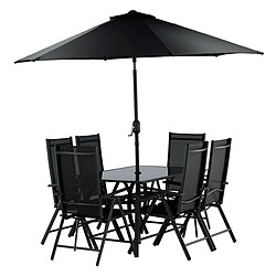 Paris Prix Ensemble Table de Jardin & 6 Chaises Brekki 150cm Noir