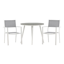 Paris prix ensemble table jardin + 2 chaises - gris et blanc