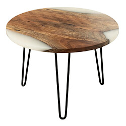 Paris prix Table d'appoint ronde - Naturel & blanc