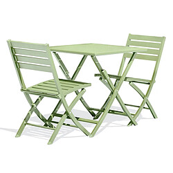 Paris Prix Ensemble Table de Jardin Pliante & 2 Chaises Marius 70cm Vert Lagune