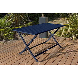 Paris Prix Table de Jardin Pliante Marius 140cm Bleu Marine pas cher