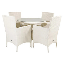 Paris prix Salon de jardin table + 4 chaises - Blanc