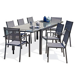Paris Prix Ensemble Table de Jardin 6 Chaises & 2 Fauteuils Tolede 200-300cm Gris Anthracite