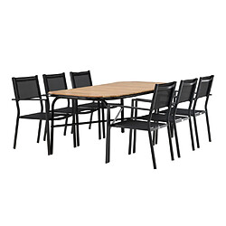 Paris prix Salon de jardin table + 6 chaises - Naturel et noir