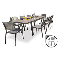 Paris prix Ensemble table et chaises jardin - Gris anthracite