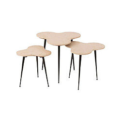 Mes Lot de 3 tables d'appoint 61, 52 et 43 cm en marbre beige et métal
