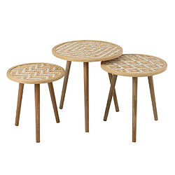 Paris prix lot de 3 tables d'appoint gigognes - Naturel & blanc