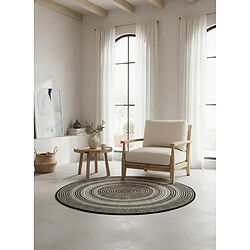 ATTICGO Tapis rond géométrique SILVANA noir 120x120 cm Tapis rond - Polypropylène - Géométrique - Noir - 120x120 cm