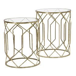Paris prix Lot de 2 tables d'appoint rondes - Or