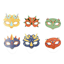 Paris Prix Lot de 6 Masques en Papier Dinosaure 19cm Multicolore
