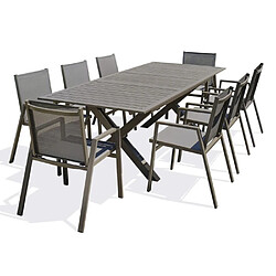 Paris prix Ensemble table jardin + 8 fauteuils - Taupe