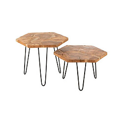 Mes Lot de 2 tables d'appoint gigognes - Marron