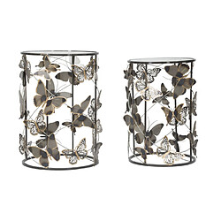 Paris prix lot de 2 tables d'appoint Butterfly - Multicolore