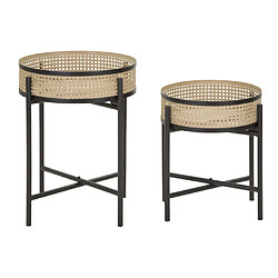 Paris prix Lot 2 tables d'appoint rondes - Noir & naturel