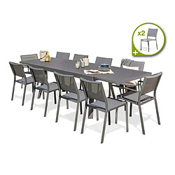 Paris prix Ensemble table de jardin 10 places - Gris anthracite