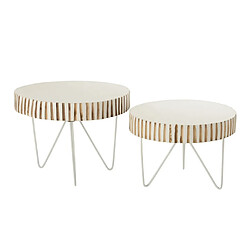 Paris prix lot de 2 tables d'appoint - Blanc & naturel