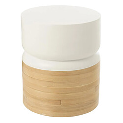 Paris prix Table d'appoint bambou - Blanc et naturel