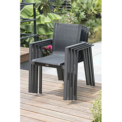 Paris prix salon de jardin table + 10 fauteuils - Gris anthracite pas cher