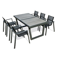 Paris prix Ensemble table de jardin et 6 fauteuils - Gris anthracite