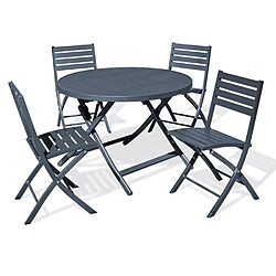 Paris prix Ensemble table de jardin et 4 chaises - Gris anthracite