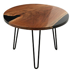 Paris prix Table d'appoint ronde - Naturel & noir